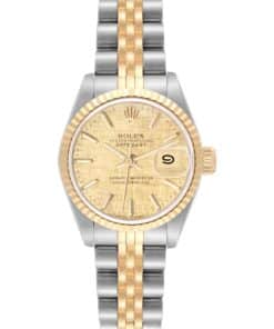 Rolex Datejust Champagne Linen Dial Steel Yellow Gold Ladies Watch 69173