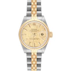 Rolex Datejust Champagne Linen Dial Steel Yellow Gold Ladies Watch 69173