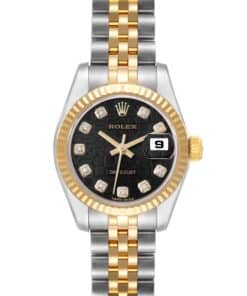 Rolex Datejust Diamond Dial Steel Yellow Gold Ladies Watch 179173 Box Card