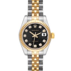 Rolex Datejust Diamond Dial Steel Yellow Gold Ladies Watch 179173 Box Card