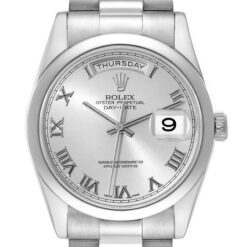 Rolex President Day-Date White Gold Silver Dial Mens Watch 118209